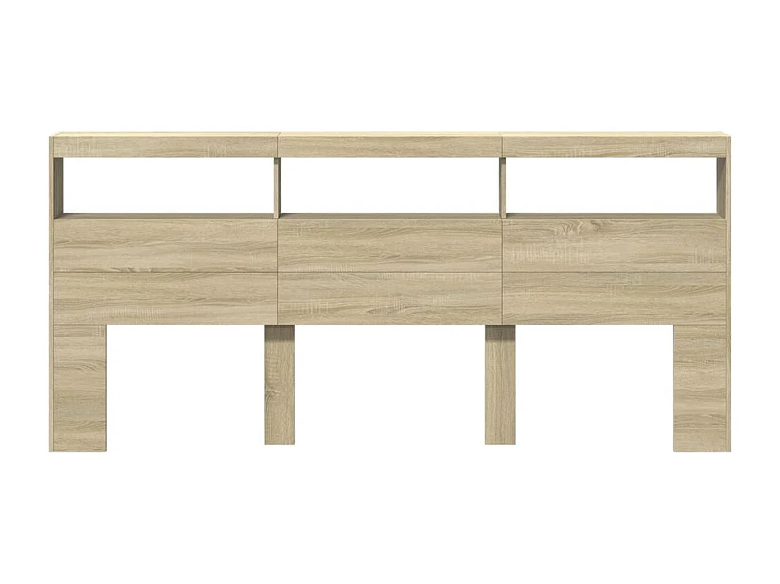 LED-Kopfteil mit Ablagen Sonoma-Eiche 220x17x102 cm