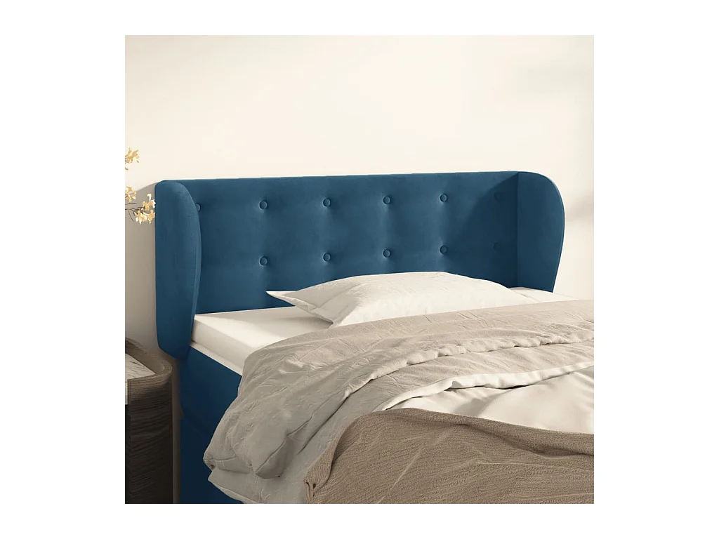 Hoofdbord met randen 93x23x78/88 cm fluweel donkerblauw