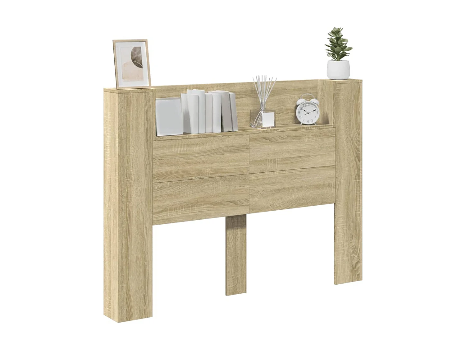 LED-Kopfteil mit Ablagen Sonoma-Eiche 140x16,5x103,5 cm