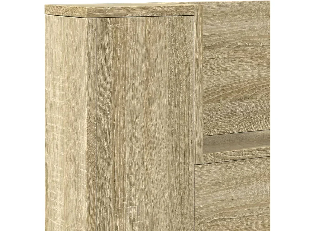 LED-Kopfteil mit Ablagen Sonoma-Eiche 140x16,5x103,5 cm
