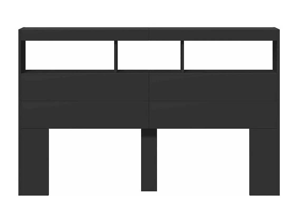 Armoire tête de lit avec LED noir 160x17x102 cm