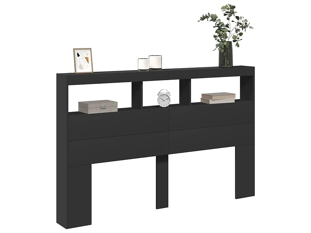 Armário de cabeceira com luzes LED 160x17x102 cm preto