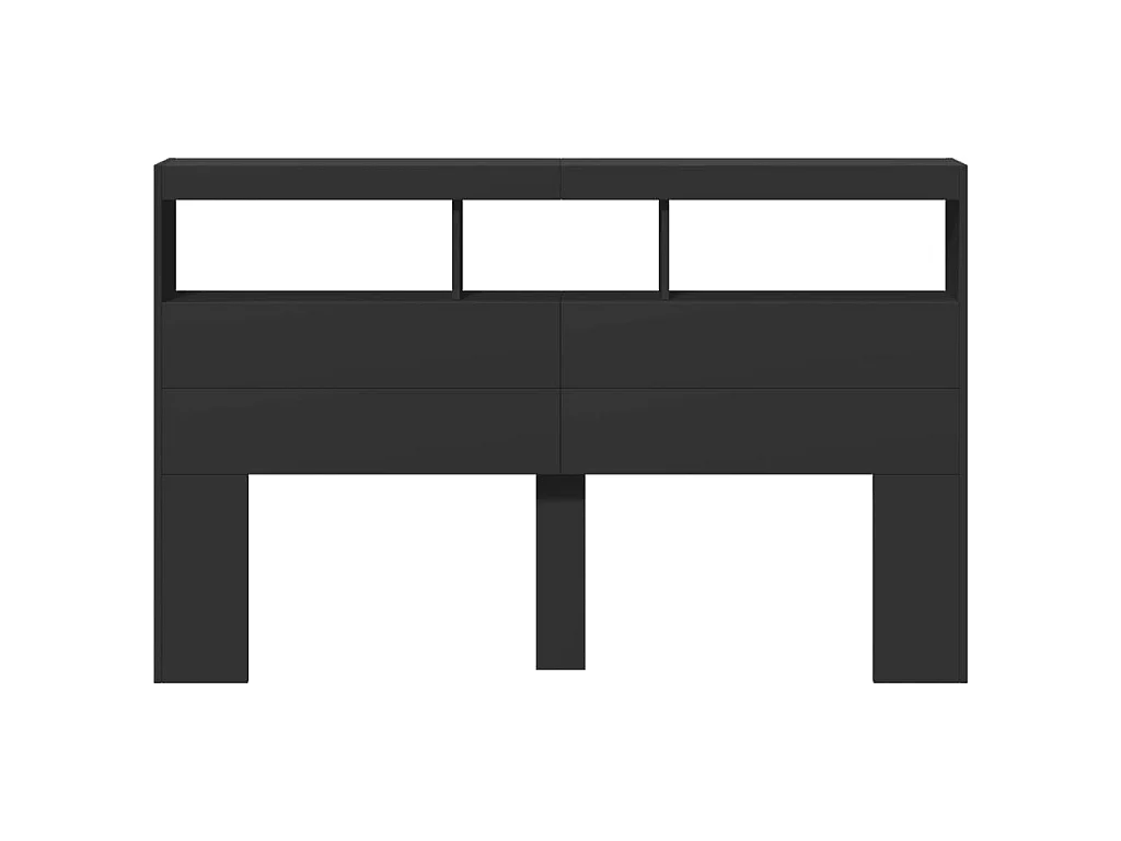 Armário de cabeceira com luzes LED 160x17x102 cm preto