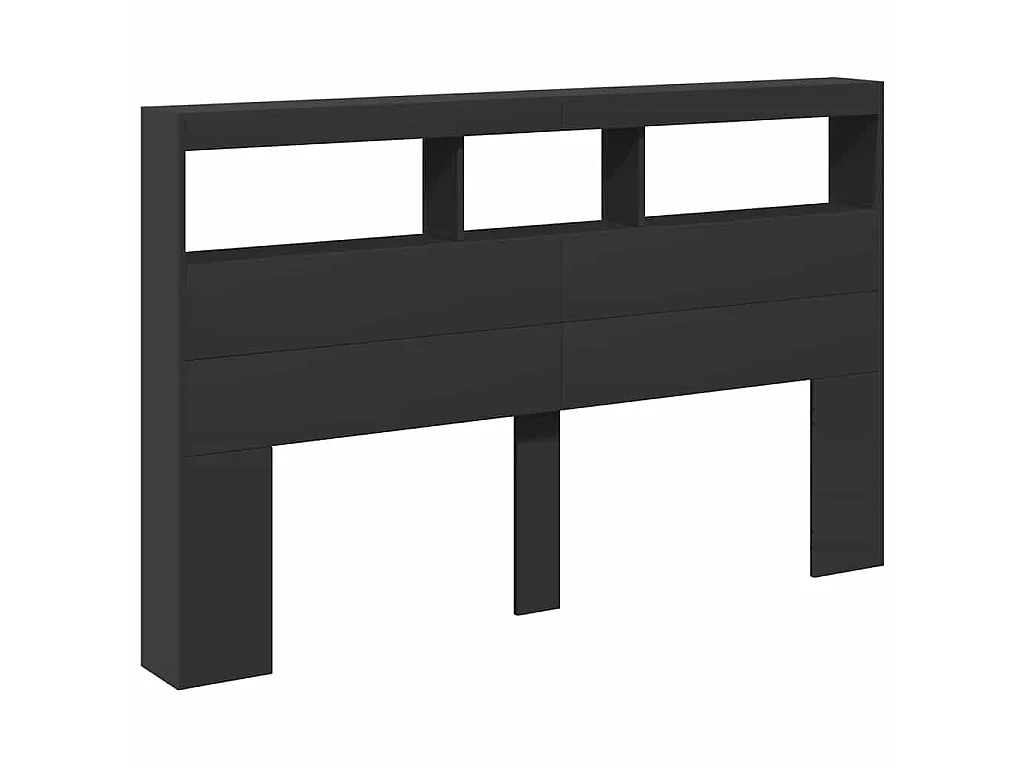 LED-Kopfteil mit Ablagen Schwarz 160x17x102 cm