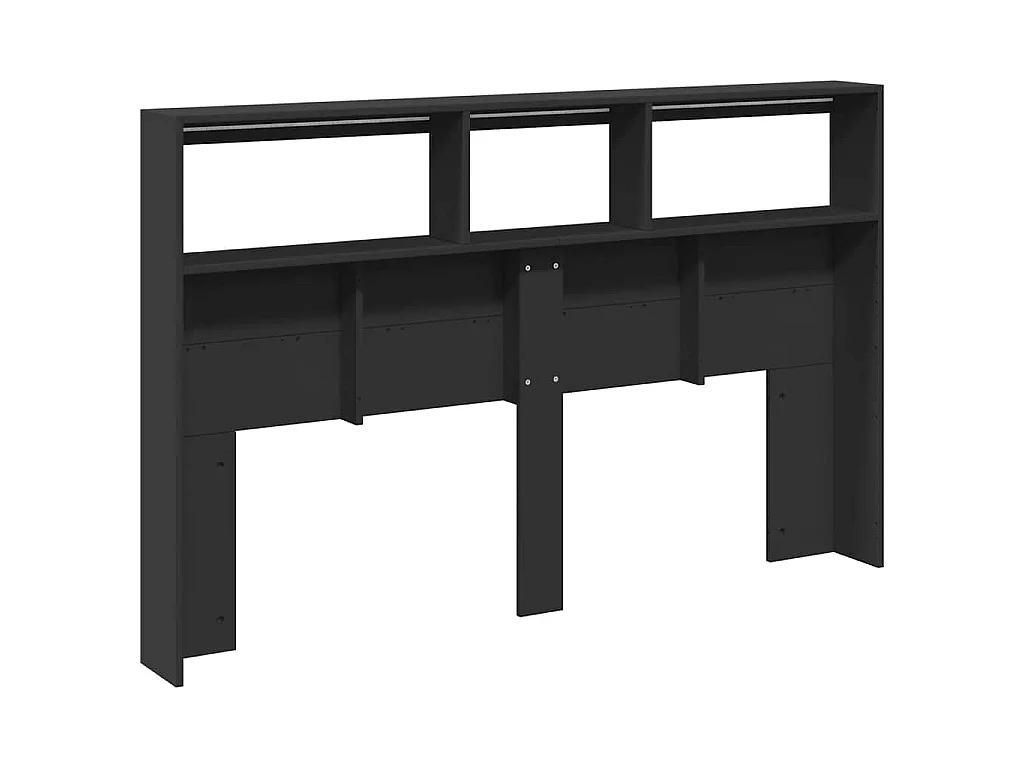 LED-Kopfteil mit Ablagen Schwarz 160x17x102 cm