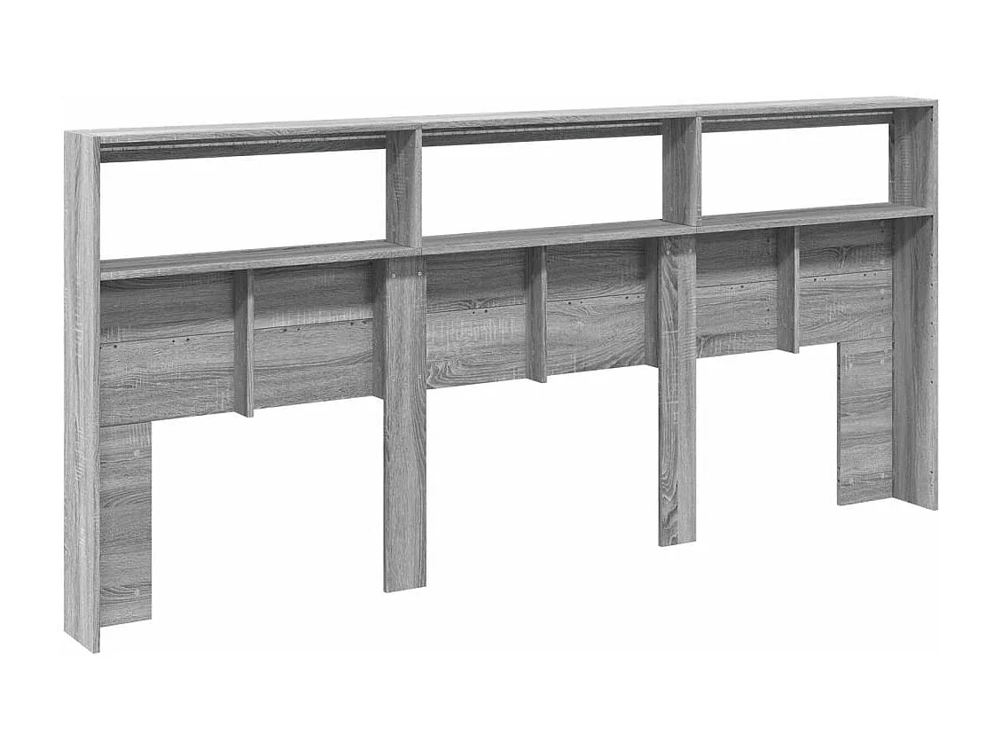 Hoofdbordkast met LED-verlichting 220x17x102 cm grijs sonoma