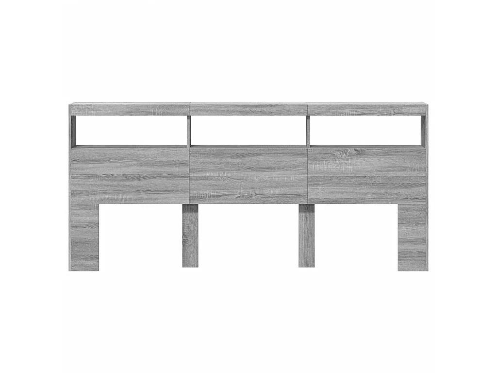 Armoire tête de lit avec LED sonoma gris 220x17x102 cm