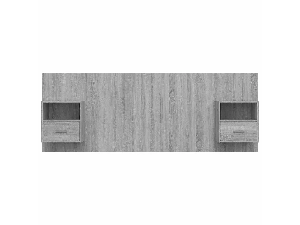 Testiera Letto con Comodini in Legno Multistrato Grigio Sonoma