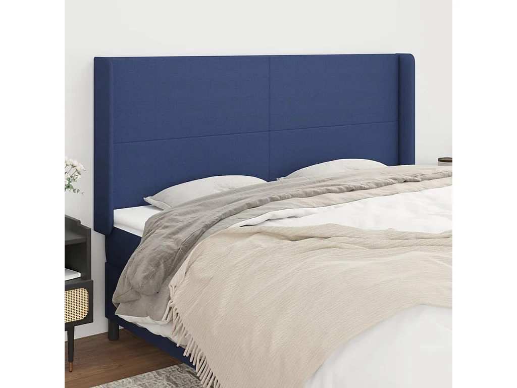 Testiera ad Orecchio Blu 183x16x118/128 cm in Tessuto