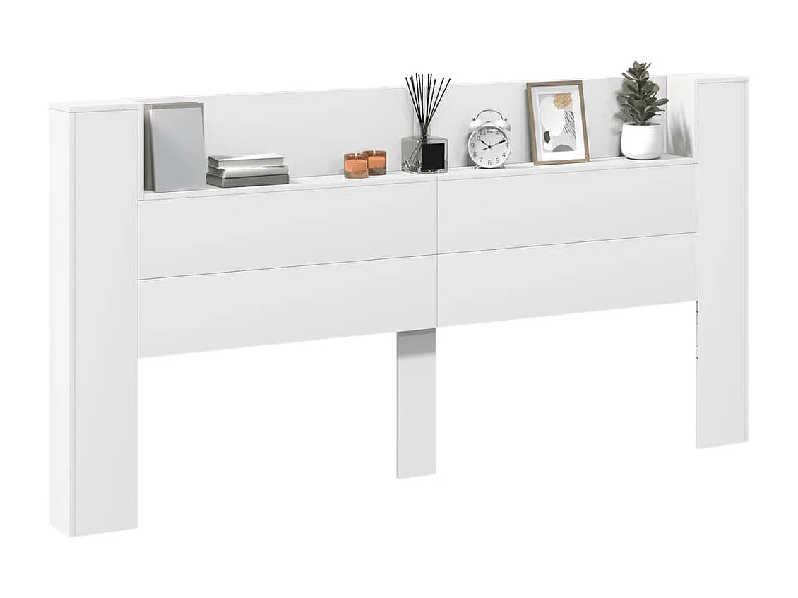 LED-Kopfteil mit Ablagen Weiß 200x16,5x103,5 cm