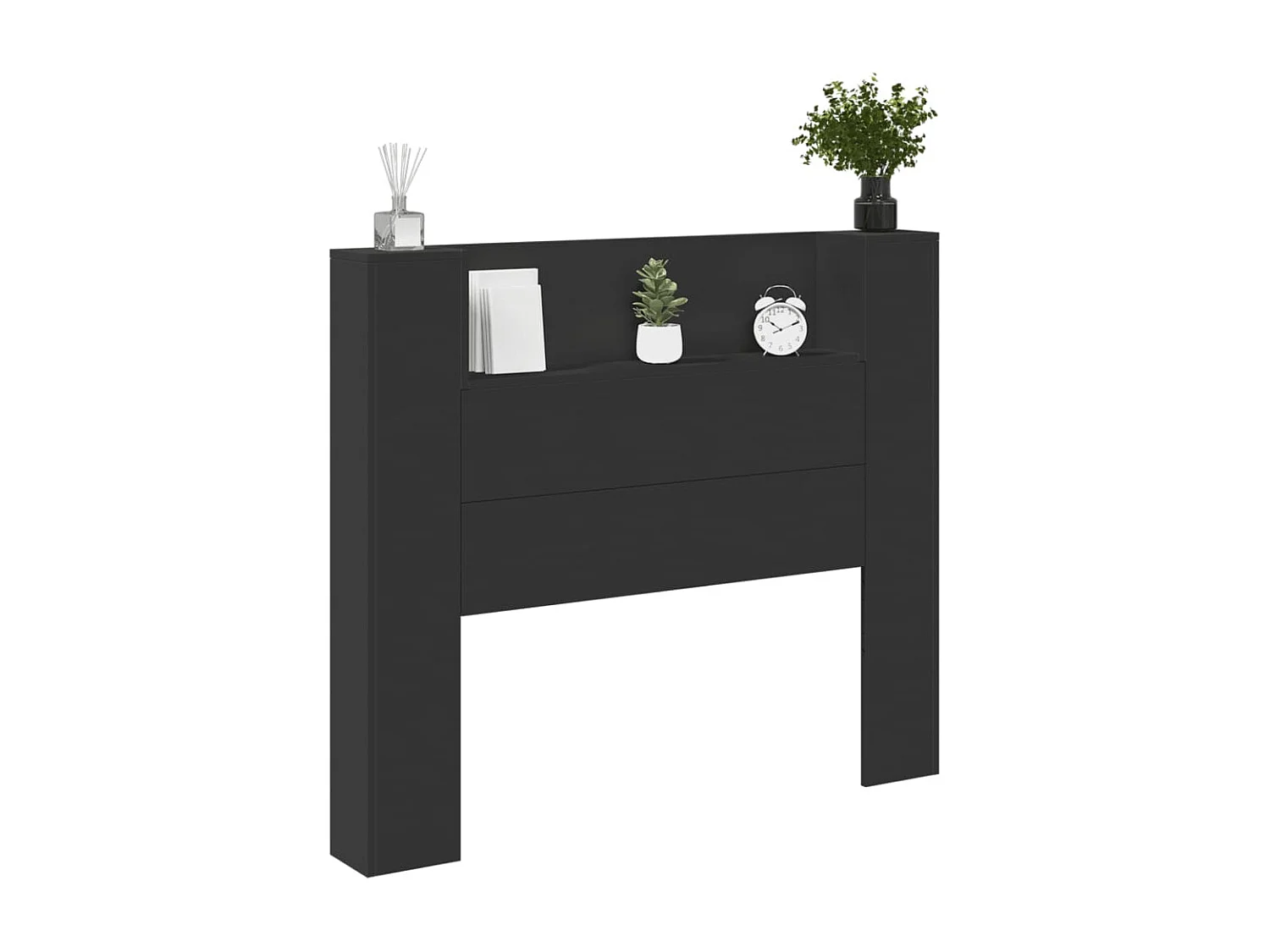 LED-Kopfteil mit Ablagen Schwarz 120x16,5x103,5 cm