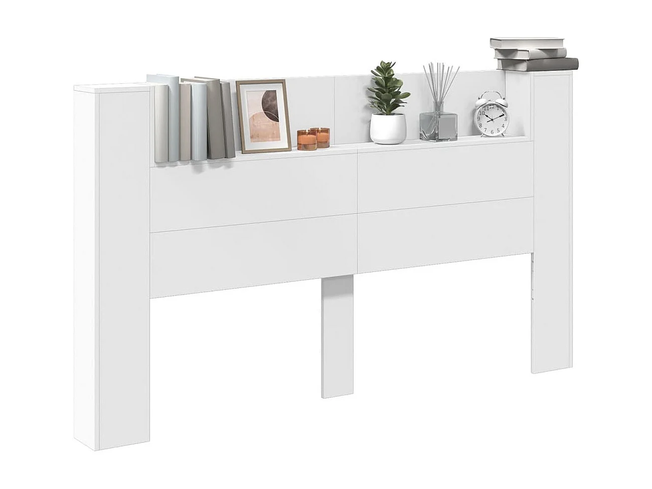 LED-Kopfteil mit Ablagen Weiß 180x16,5x103,5 cm