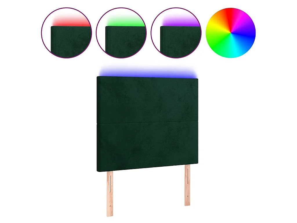LED Kopfteil Dunkelgrün 90x5x118/128 cm Samt