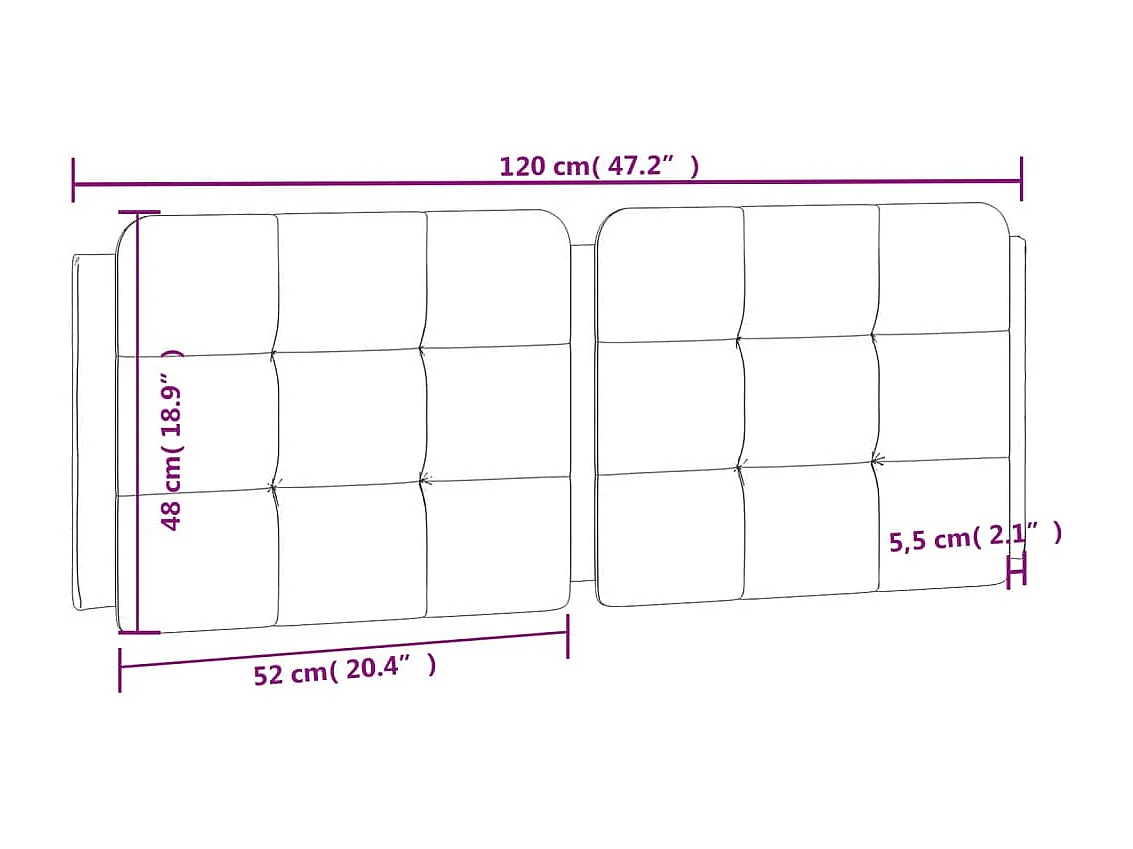 Cabecero de cama acolchado cuero sintético capuchino 120 cm