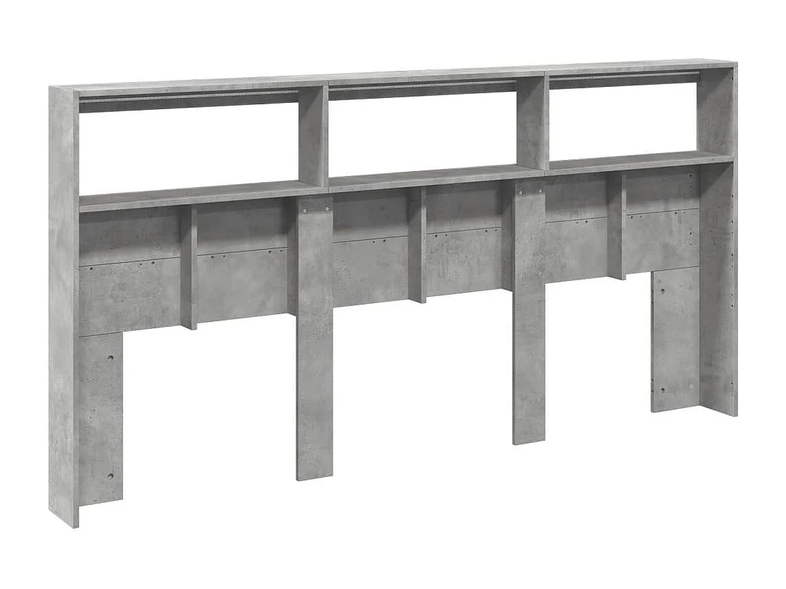 Testiera con Contenitore a LED Grigio Cemento 200x17x102 cm