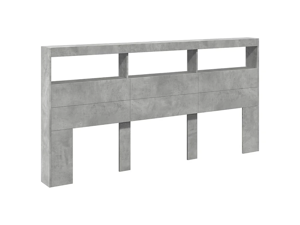 Cabecero de cama con luz LED gris hormigón 200x17x102 cm