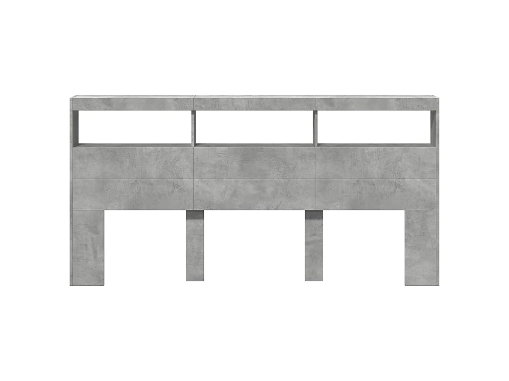 Cabecero de cama con luz LED gris hormigón 200x17x102 cm