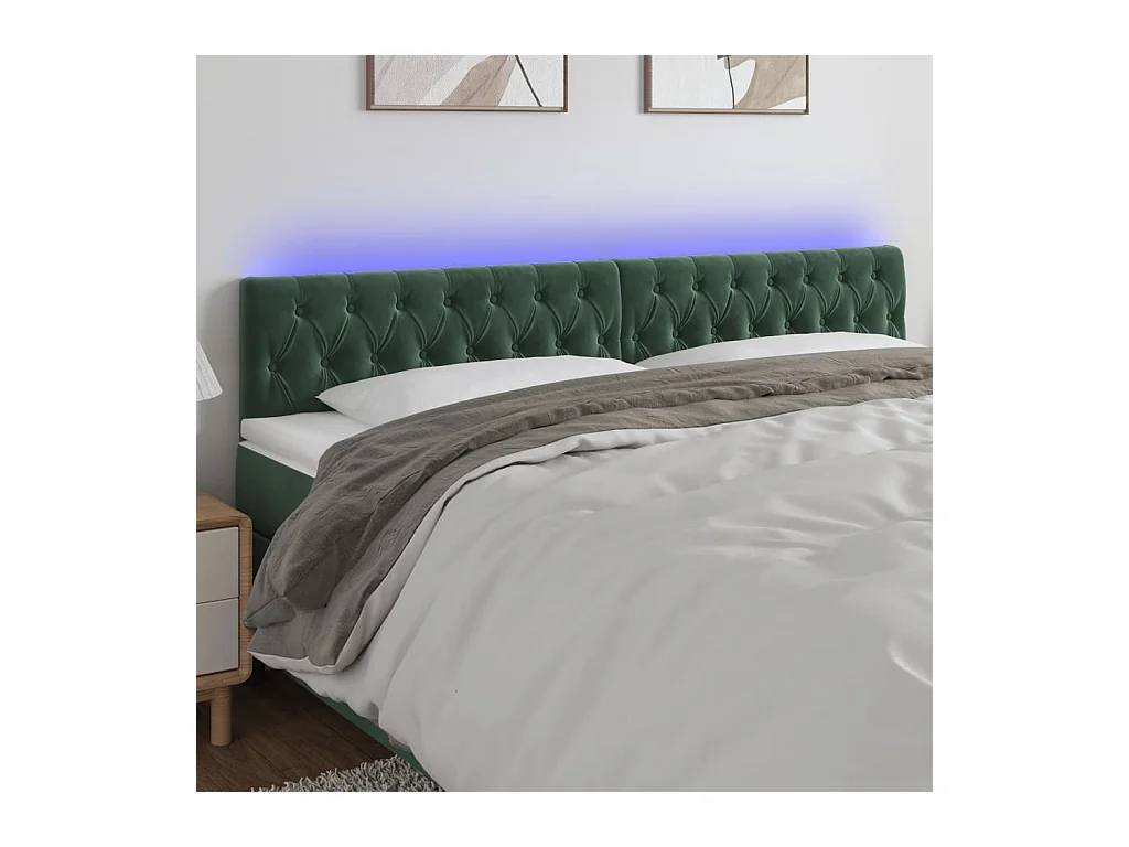 Tête de lit à LED Vert foncé 180x7x78/88 cm Velours