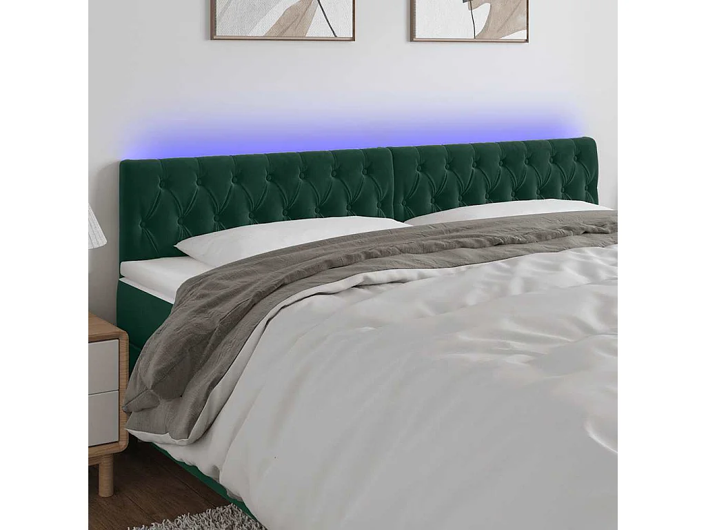 Hoofdbord LED 180x7x78/88 cm fluweel donkergroen
