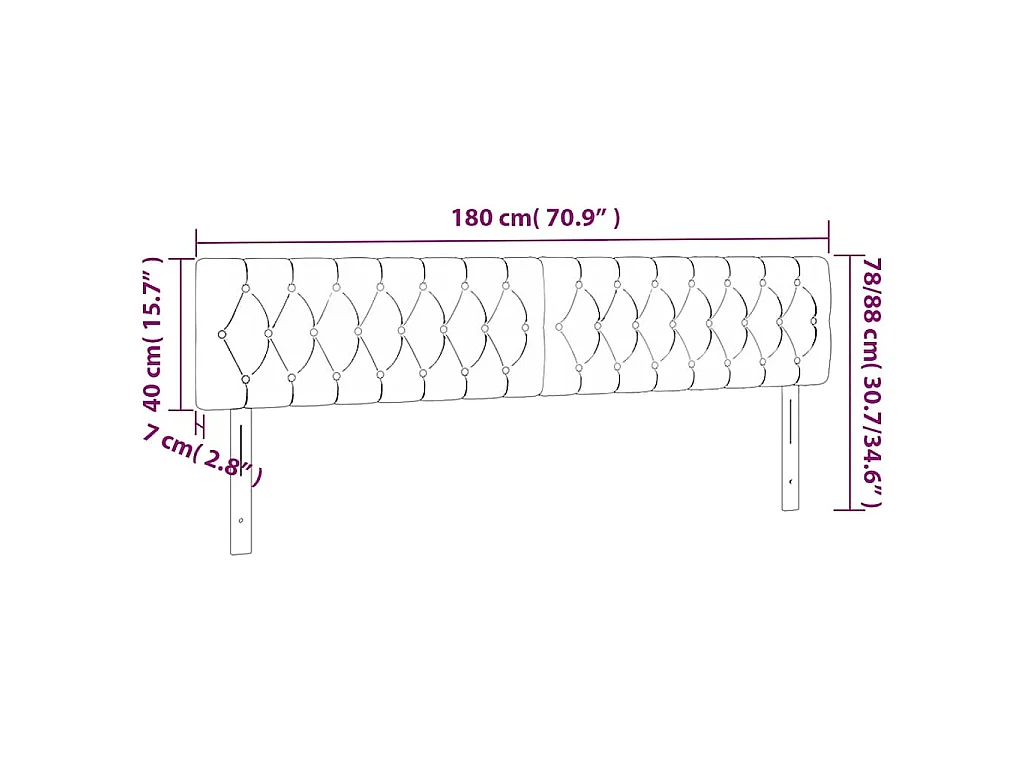 Hoofdbord LED 180x7x78/88 cm fluweel donkergroen