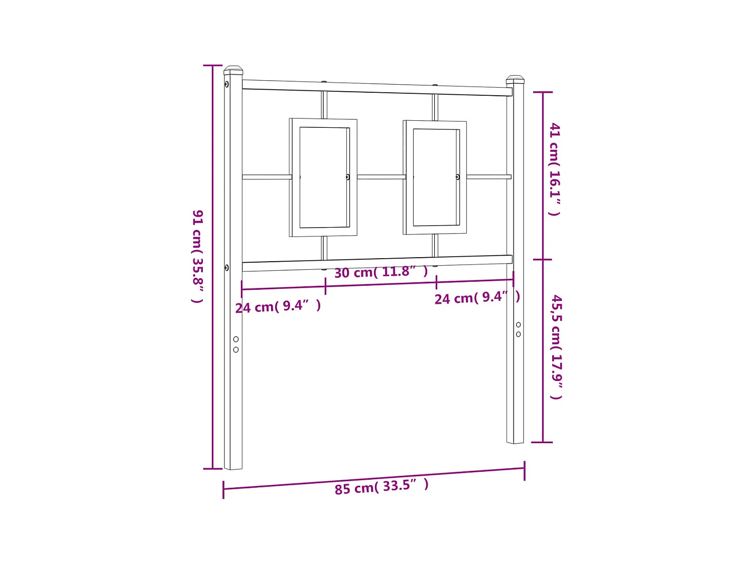 Tête de lit métal blanc 80 cm