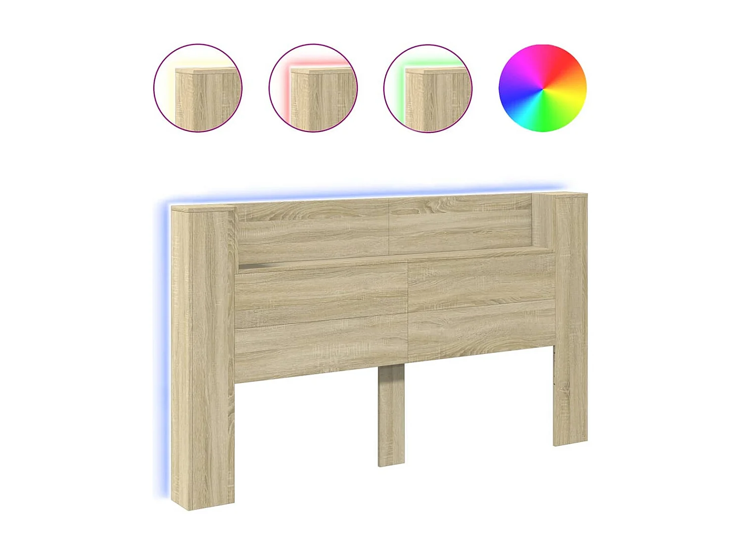 LED-Kopfteil mit Ablagen Sonoma-Eiche 180x16,5x103,5 cm