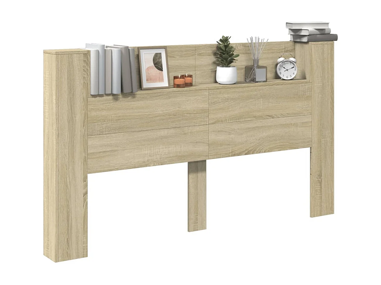 LED-Kopfteil mit Ablagen Sonoma-Eiche 180x16,5x103,5 cm