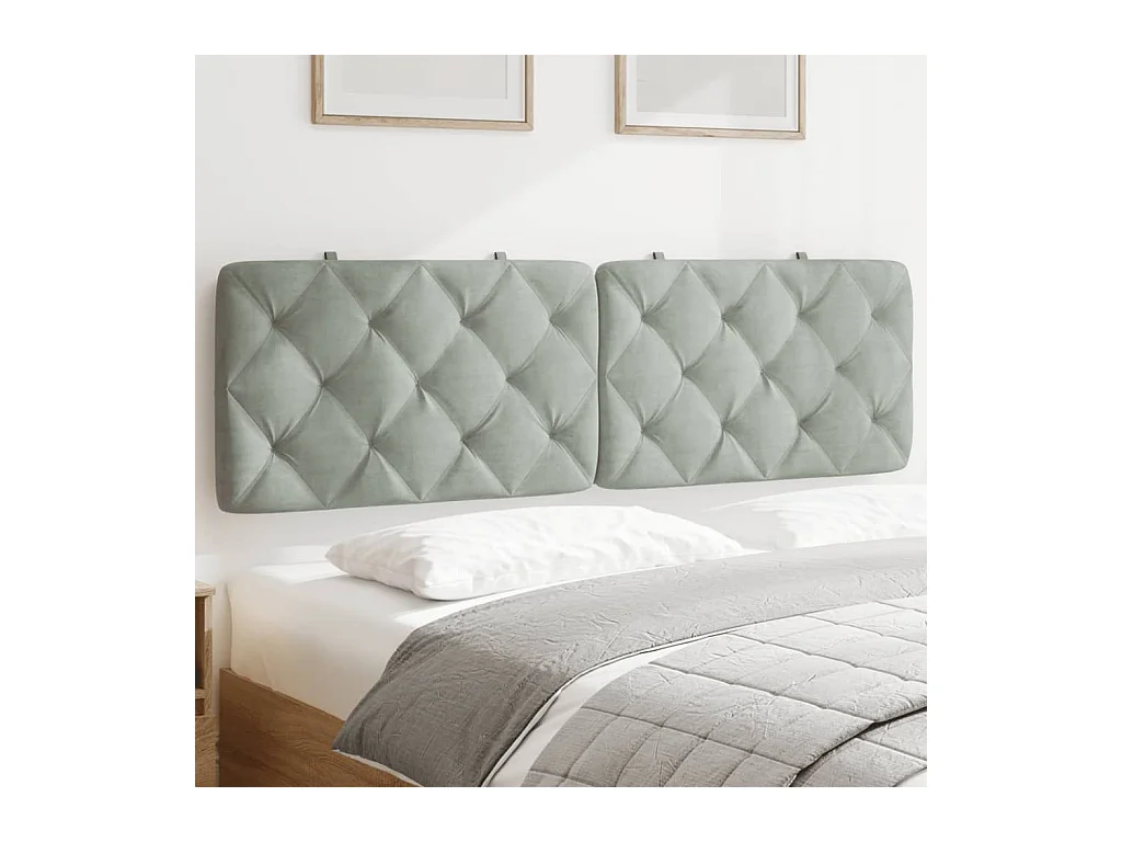 Coussin de tête de lit gris clair 160 cm velours