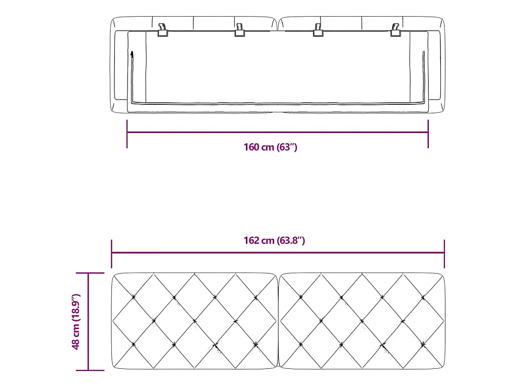 Almofadão de cabeceira 160 cm veludo cinzento-claro