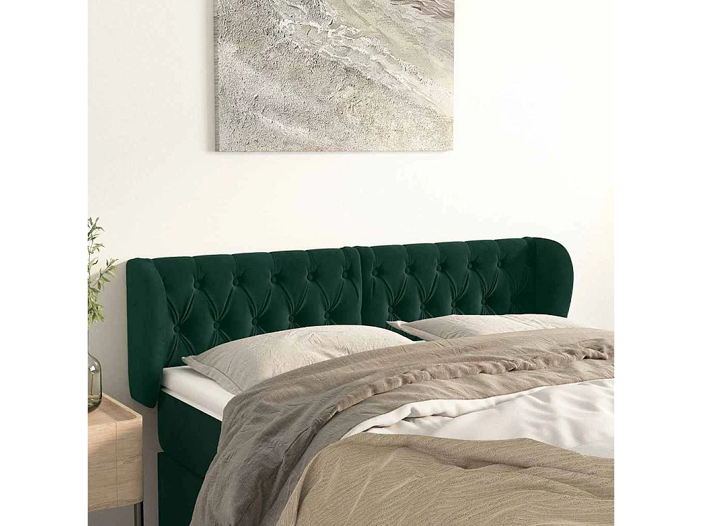 Hoofdbord met randen 147x23x78/88 cm fluweel donkergroen