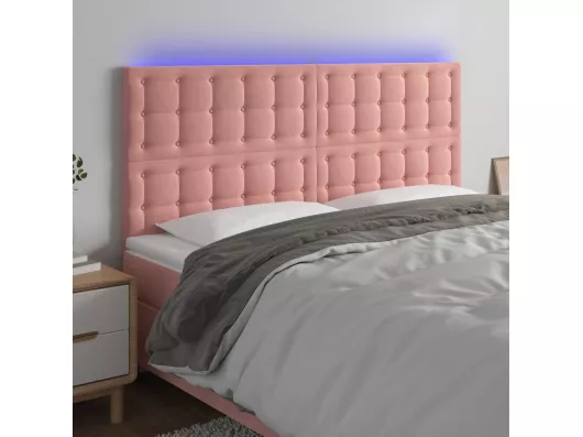 Kauf Unique LED Kopfteil Rosa 200x5x118/128 cm Samt