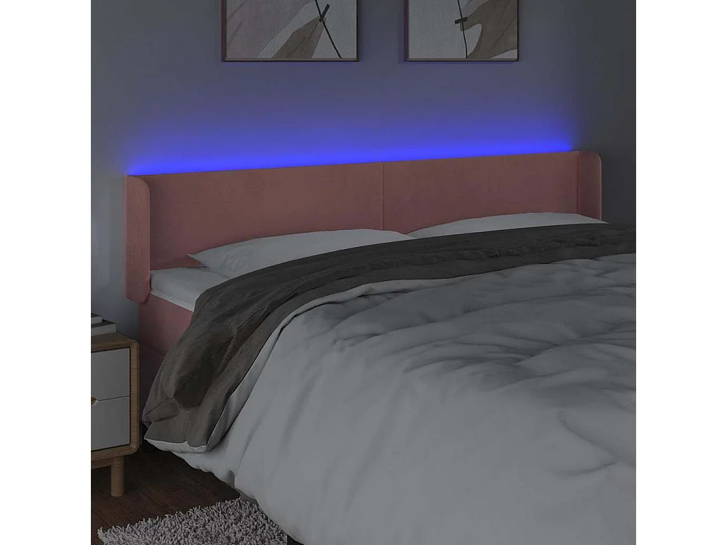 Tête de lit à LED Rose 183x16x78/88 cm Velours