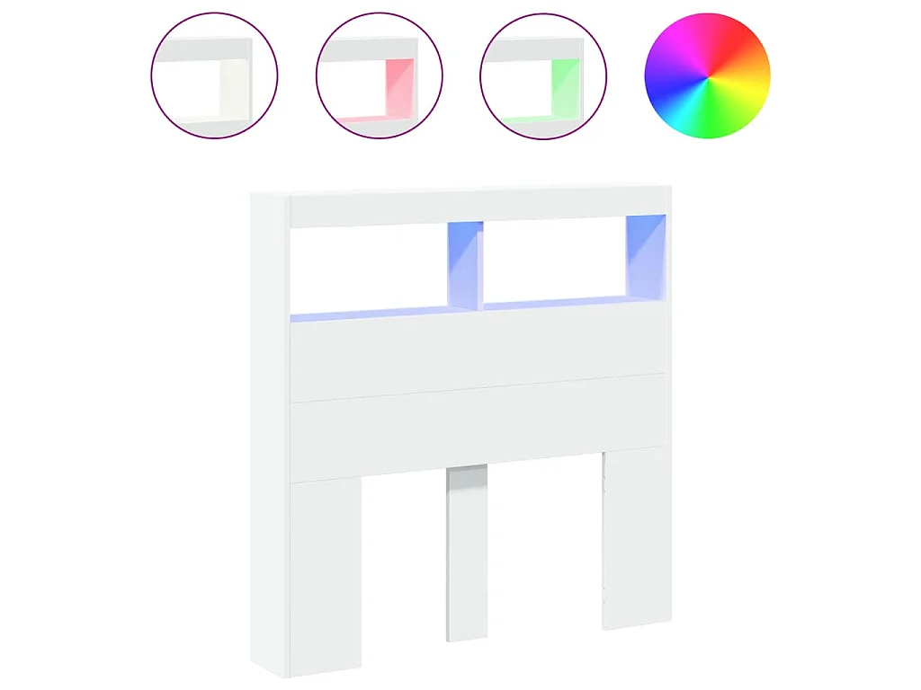 Armário de cabeceira com luzes LED 100x17x102 cm branco