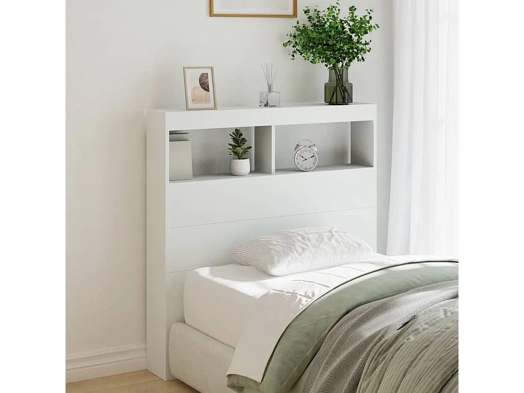 Armário de cabeceira com luzes LED 100x17x102 cm branco