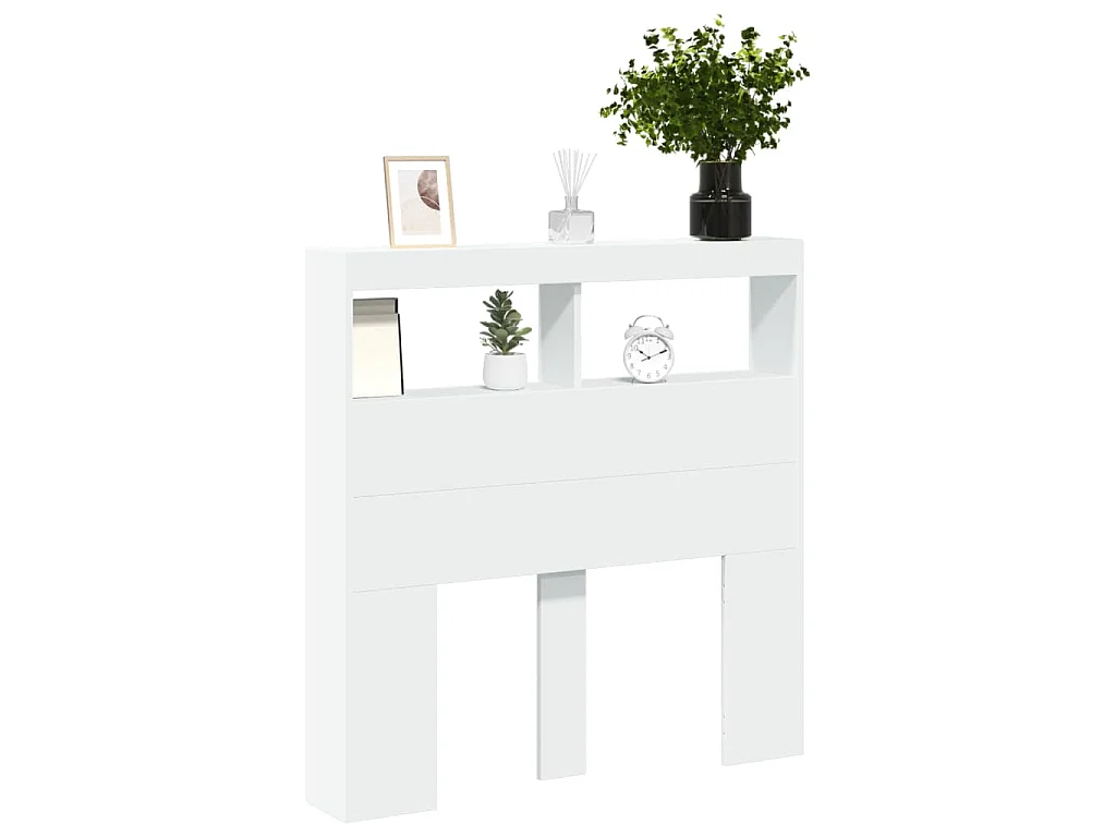 Armário de cabeceira com luzes LED 100x17x102 cm branco