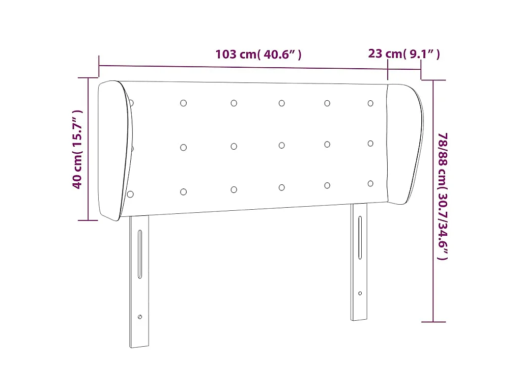 Testiera ad Orecchio Grigio Chiaro 103x23x78/88 cm in Tessuto
