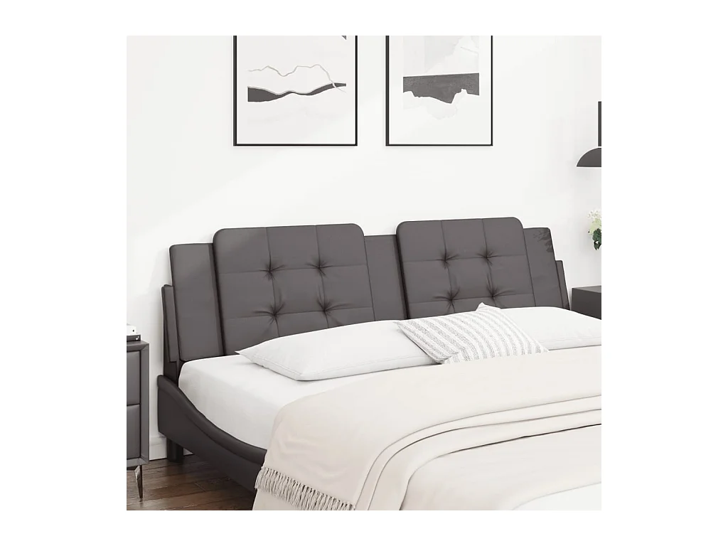 Coussin de tête de lit gris 180 cm similicuir