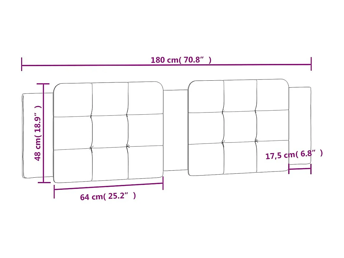 Almofadão de cabeceira Zadar 180 cm couro artificial cinzento