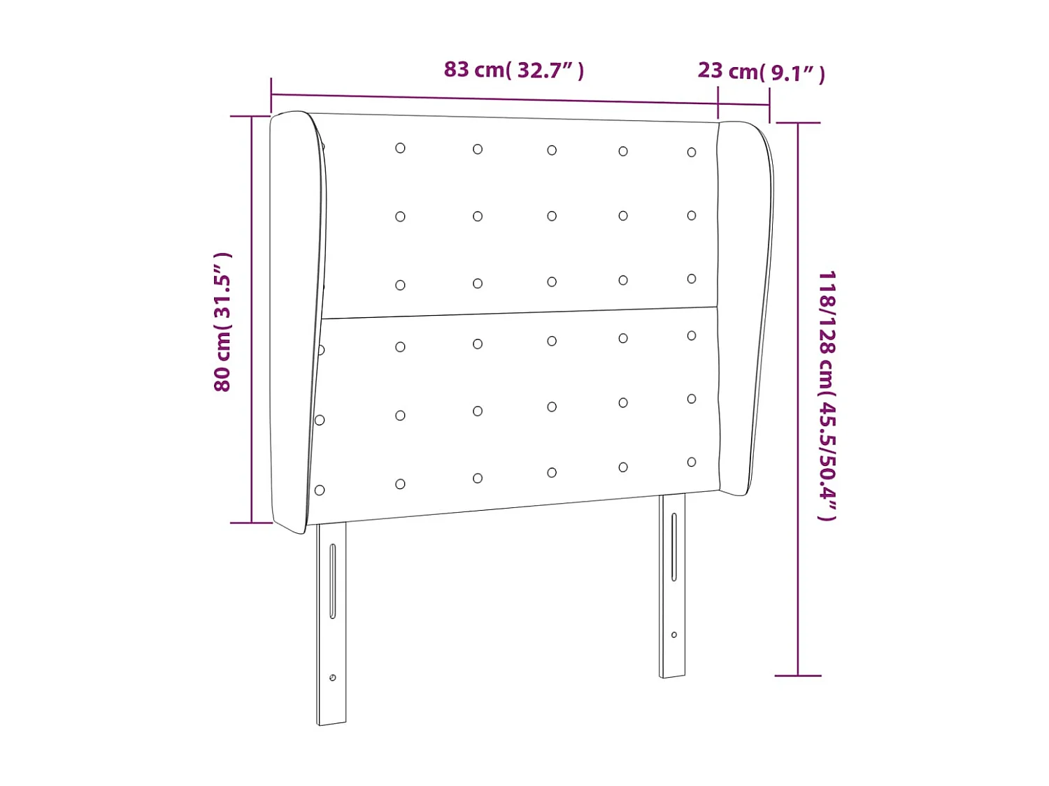 Tête de lit avec oreilles Gris clair 83x23x118/128 cm Tissu
