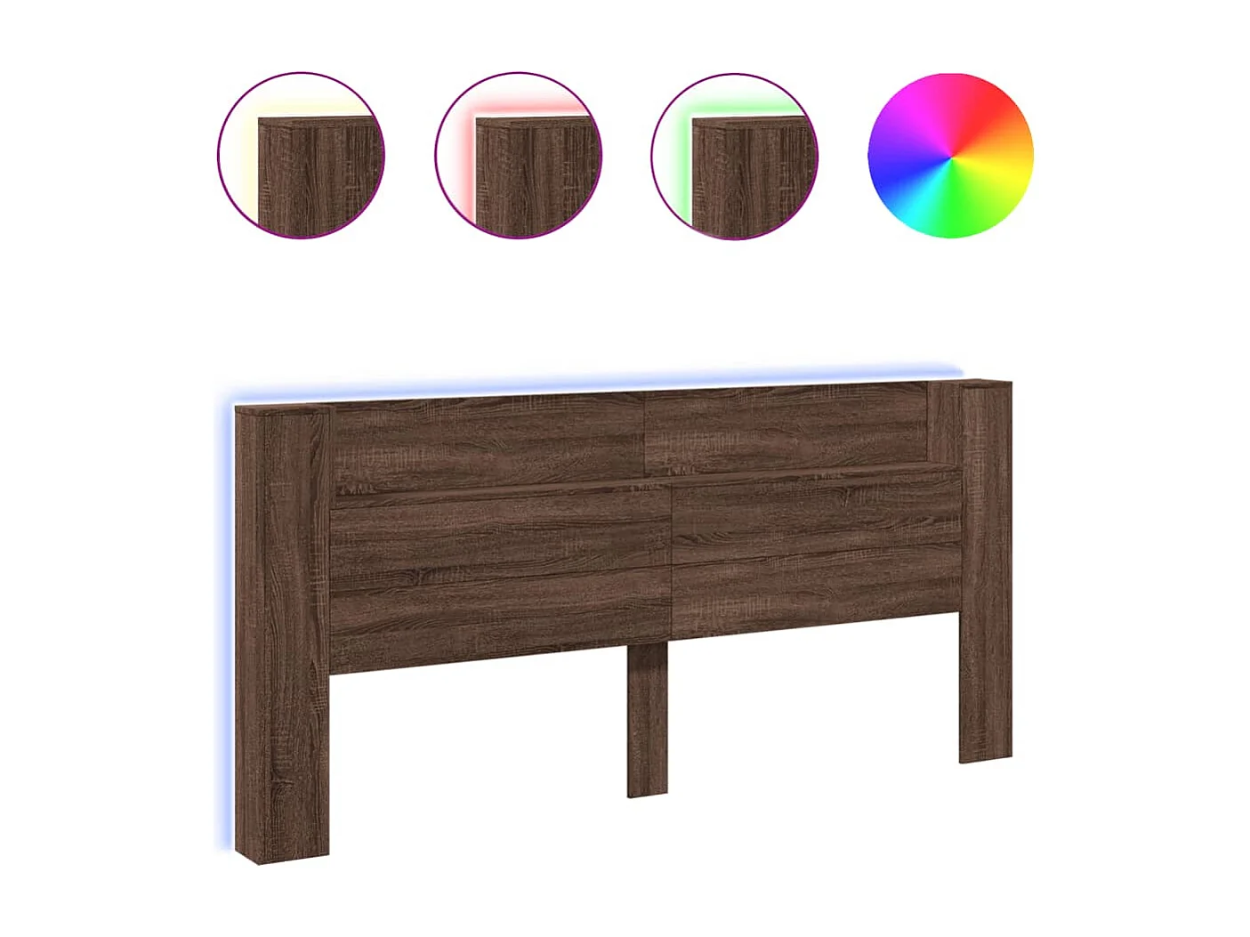 Hoofdbordkast met LED-verlichting 220x16,5x103,5 cm bruin eiken