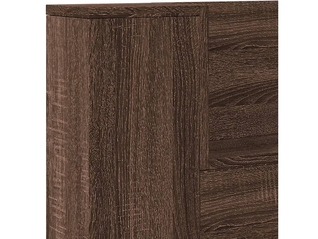 Hoofdbordkast met LED-verlichting 220x16,5x103,5 cm bruin eiken
