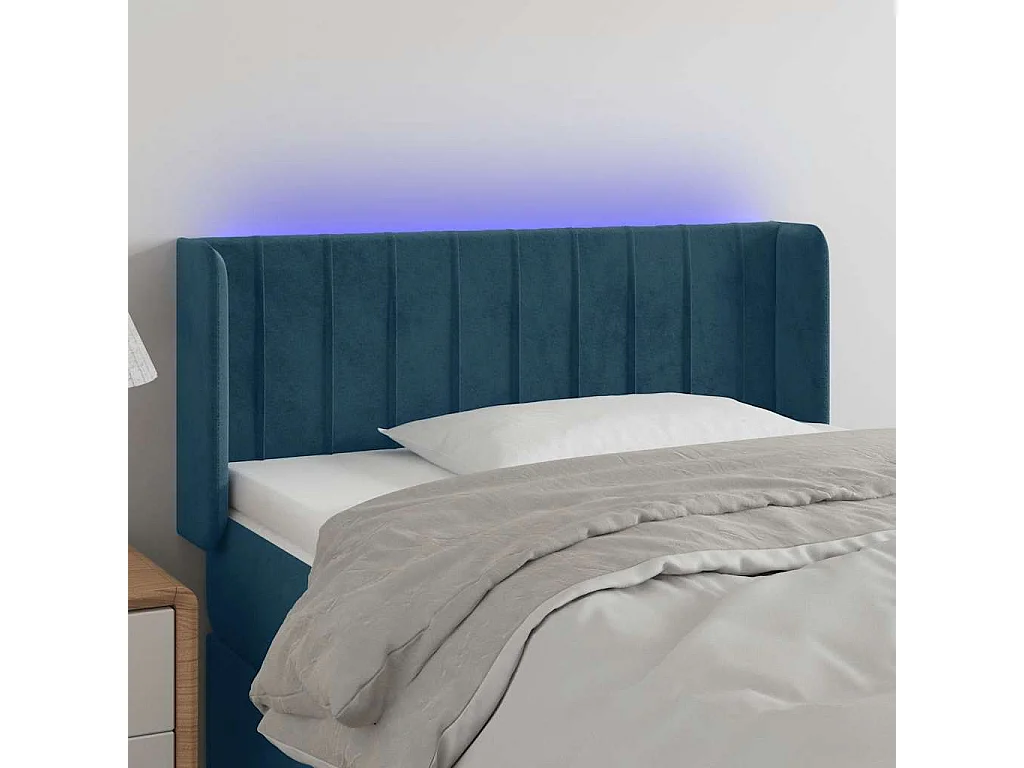 Tête de lit à LED Bleu foncé 93x16x78/88 cm Velours