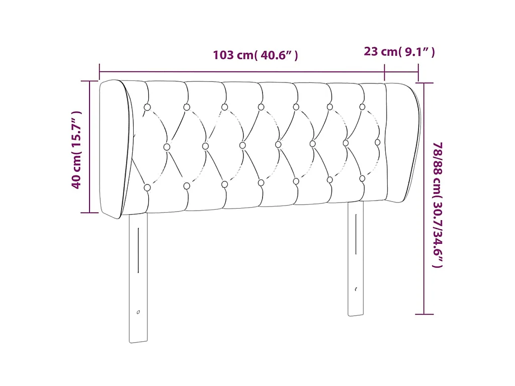 Cabeceira de cama c/ abas tecido 103x23x78/88cm cinzento-escuro