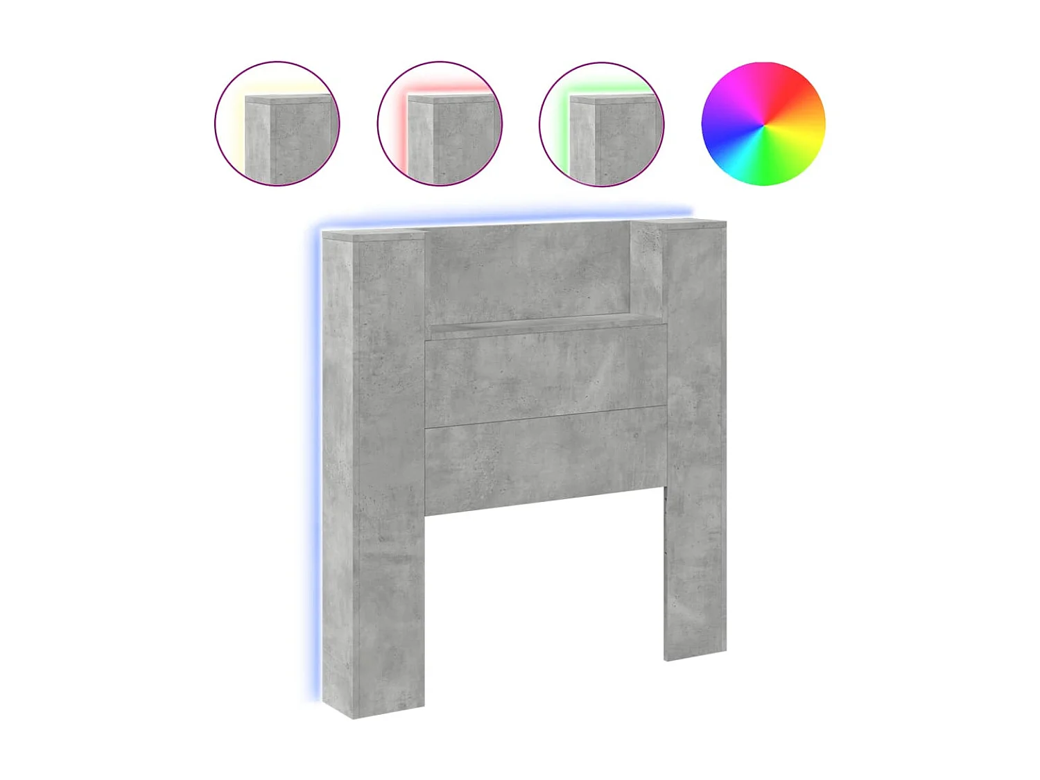 LED-Kopfteil mit Ablagen Betongrau 100x16,5x103,5 cm