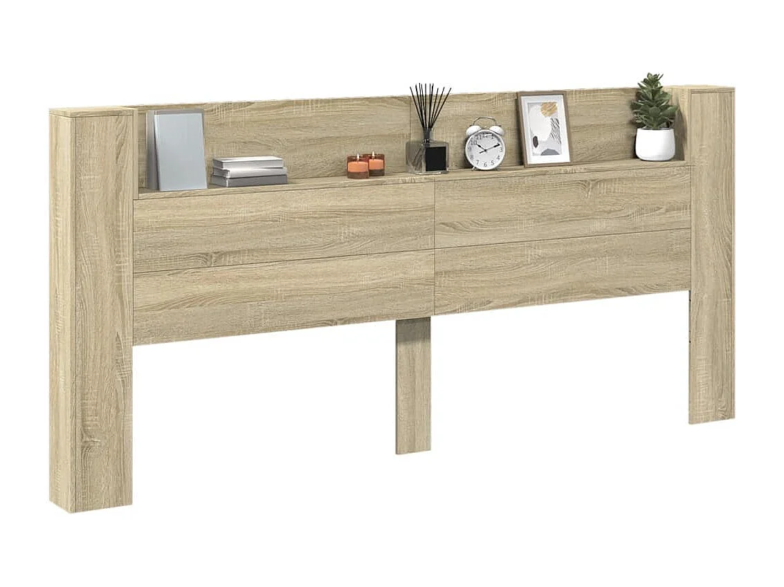 Hoofdbordkast met LED 220x16,5x103,5 cm sonoma eikenkleurig