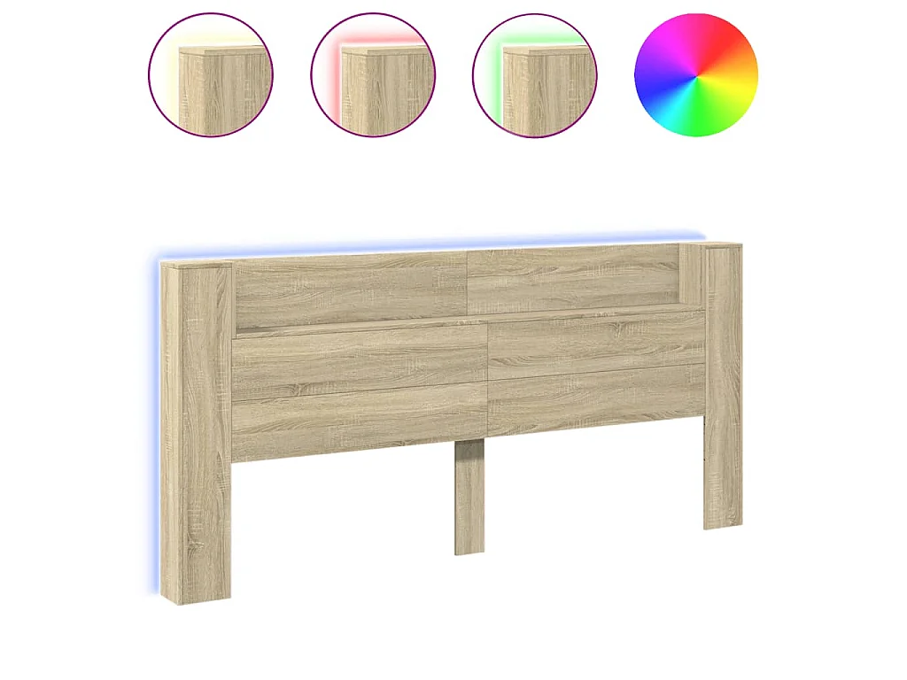LED-Kopfteil mit Ablagen Sonoma-Eiche 220x16,5x103,5 cm