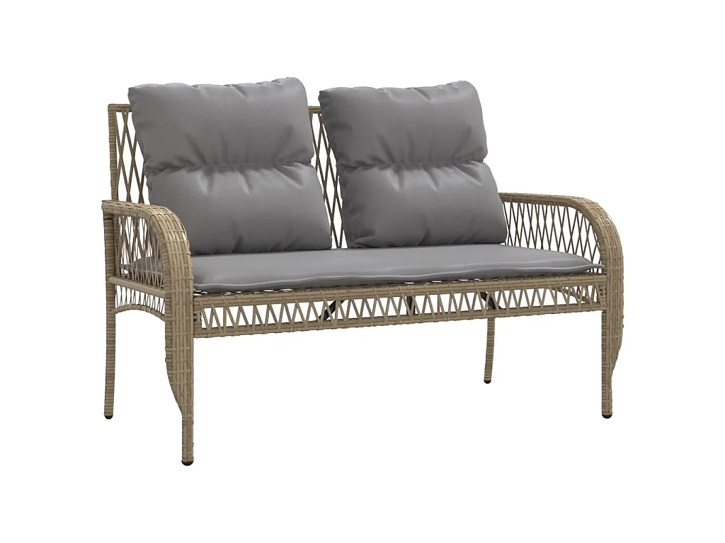 Set Divano da Giardino 4 pz con Cuscini Beige in Polyrattan