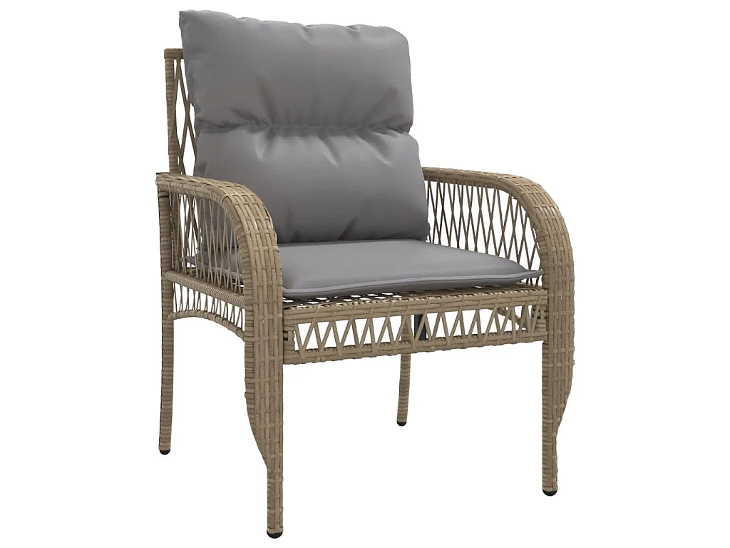 Set Divano da Giardino 4 pz con Cuscini Beige in Polyrattan