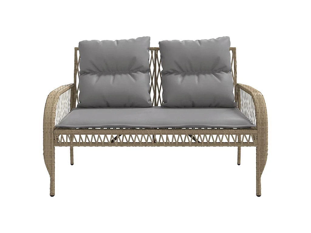 Set Divano da Giardino 4 pz con Cuscini Beige in Polyrattan