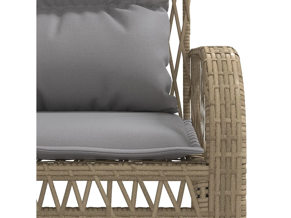 Set Divano da Giardino 4 pz con Cuscini Beige in Polyrattan